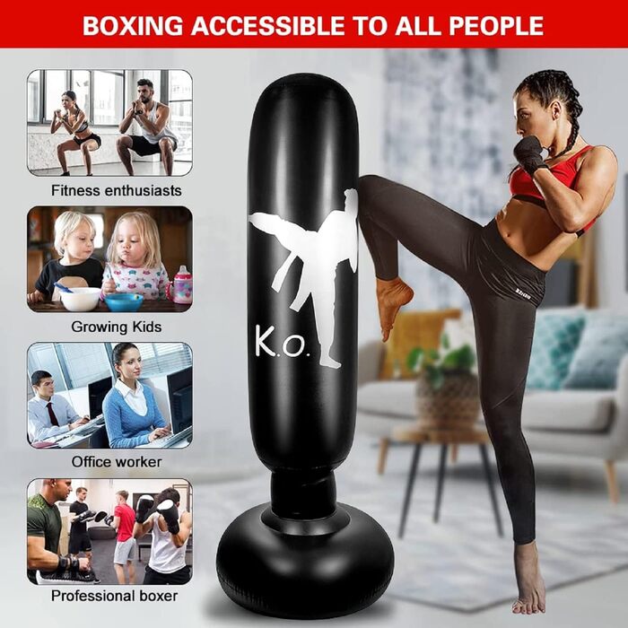 Дитячий боксерський мішок YAVOCOS 160 см, надувний боксерський мішок для дітей, підлітків та дорослих, для кікбоксингу, карате, ММА, боксу, домашніх тренувань