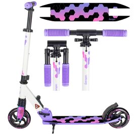 Самокат міський Bergen City Scooter Sonic - алюмінієвий, колеса PU 145мм, амортизатор, гальмо заднє, регульована висота (5+ років), легкий, білий/чорний/рожевий/фіолетовий