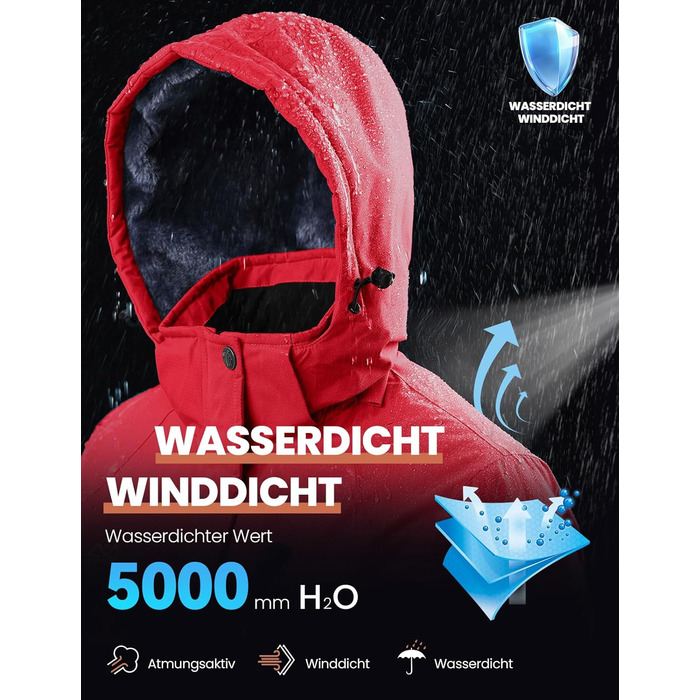 Жіноча зимова куртка YSENTO, водонепроникна, софтшел, тепла, вітрозахисна, для катання на сноуборді та активного відпочинку (червона, L)