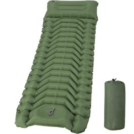 Килимок для кемпінгу Hausprofi Isomatte: ультралегкий надувний килимок з насосом та подушкою, для туризму, пляжу, відпочинку на природі, армійного кольору