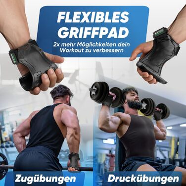 Гріпси для тренувань NetroxSports Power Grips - фітнес-ремні для підйому важкої ваги, бодібілдингу з захистом зап'ястя, чорні (M)