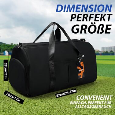 Спортивна сумка DAYGOS для чоловіків, 40л: водонепроникна сумка для тренувань, спортзалу, подорожей (чорна)