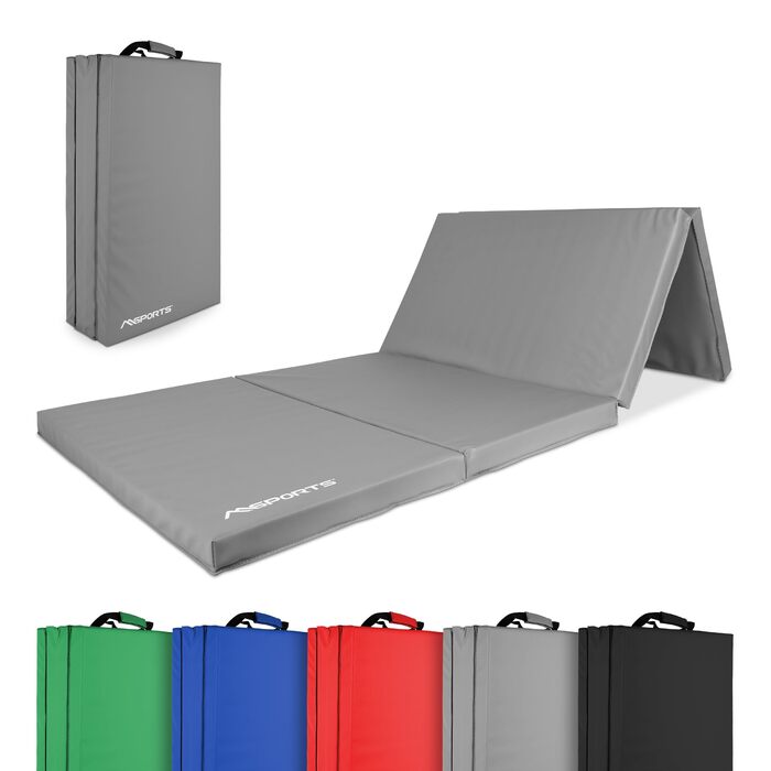 М'який килимок для гімнастики MSPORTS Premium 190x80x5 см, складаний, сірий - спортивний мат для дому та дітей