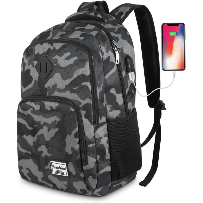 Рюкзак для ноутбука YAMTION 35L, водонепроникний, з USB-портом, для чоловіків і жінок, шкільний