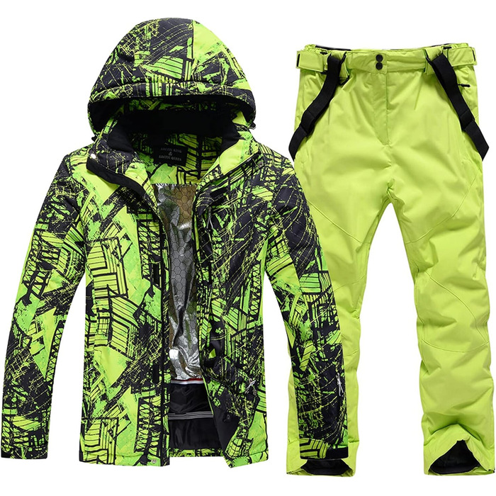 WOWULOVELY Зимовий комбінезон для чоловіків, водонепроникний, вітронепроникний, комплект куртки та штанів, ізольований, для сноуборду та катання на лижах, XXL, колір зелений