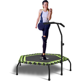 Трамплін для фітнесу 112 см, міні-трамплін для дому, регульована ручка (3 положення), система пружин, до 150 кг