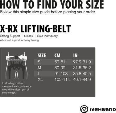 Пояс для важкої атлетики Rehband чорний, унісекс, для пауерліфтингу, бодібілдингу та тренувань, розмір M, міцний тренувальний ремінь