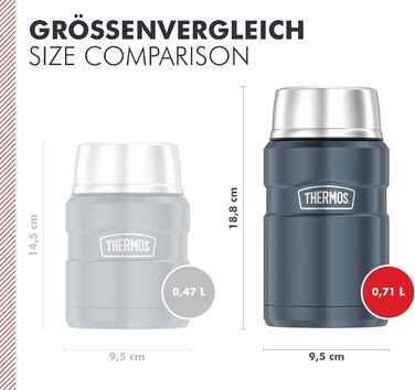 Термос STAINLESS KING для їжі, 0,47л, нержавіюча сталь, чорний матовий, з ложкою, BPA-free