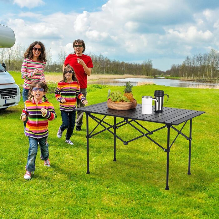 Стіл кемпінговий складаний Relaxdays HBT 55x95x53 см, сталевий, для пікніка, чорний