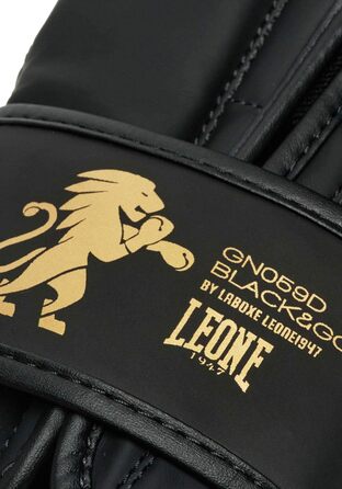 Боксерські рукавички Leone 1947 чорні/золоті для боксу, кікбоксингу, спарингів, муай-тай