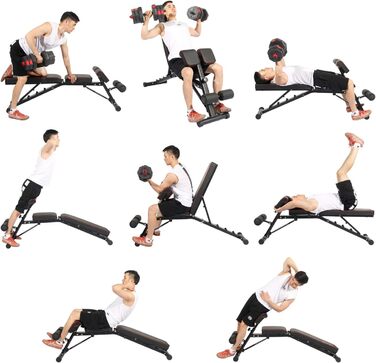 Багатофункціональна лава для тренувань SogesPower з абдомінальним тренажером, регульована фітнес-лава для всього тіла