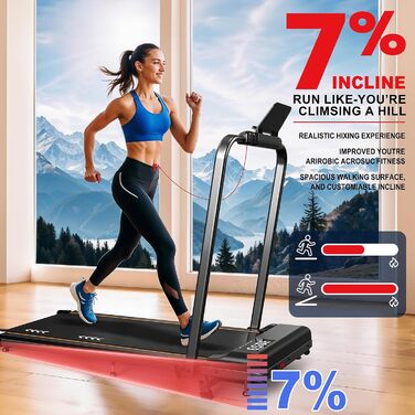 Бігова доріжка VOWVIT для дому, складаний: кут нахилу 7%, потужність 2.5 PS, максимальне навантаження 120 кг, швидкість 1-12 км/год