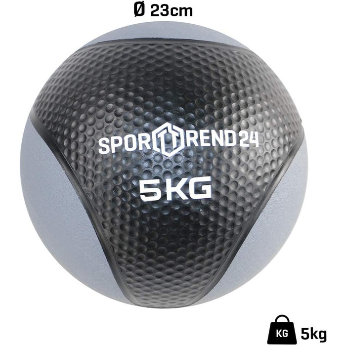 Медичний м'яч Sporttrend 24 чорний, 1–12 кг – фітнес, тренування, обтяження