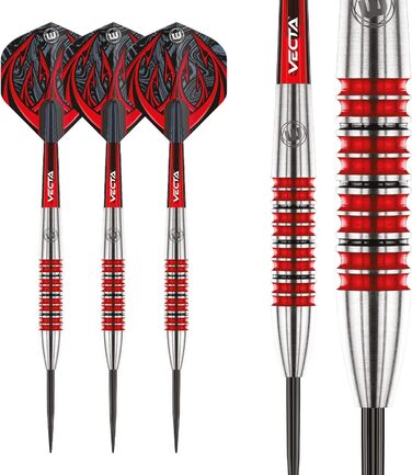 Дротики для дартсу WINMAU Diablo 24г, сталевий наконечник, вольфрам, з крилами та стрижнями, торпедоподібна форма, професійні