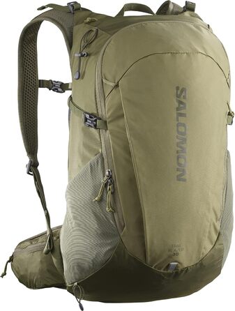 Рюкзак Salomon Trailblazer 30 л унісекс для туризму, легкий, універсальний, зручний (оливковий, чорний)
