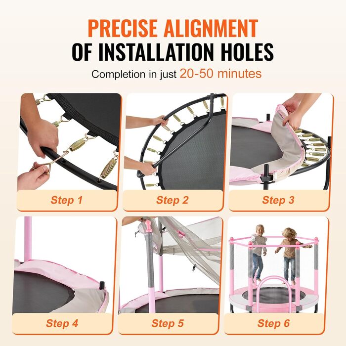 Батут дитячий VEVOR Outdoor 1545 мм з сіткою та баскетбольним кільцем, рожевий. Для дітей від 3 років.