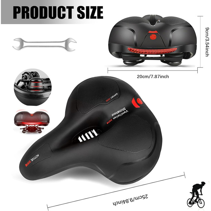 Велосипедне сідло для жінок та чоловіків, гелеве ергономічне сідло, водонепроникне, м'яке, комфортне, дихаюче, амортизуюче, для міського велосипеда, гірського велосипеда, шосе, електровелосипеда