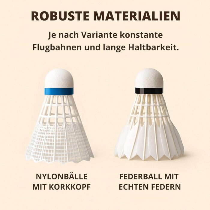 Набір для бадмінтону BEST SPORTING: 6 турнірних м'ячів з натураним пір'ям, середня швидкість