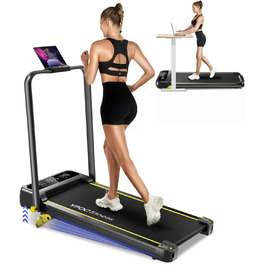 Ленковод YPOO для дому з нахилом, складаний, Walking Pad тихий 2.5HP, біговий тренажер для дому та офісу, максимальне навантаження 140 кг, Walkingpad з ручкою, бігова доріжка, пульт дистанційного керування та додаток
