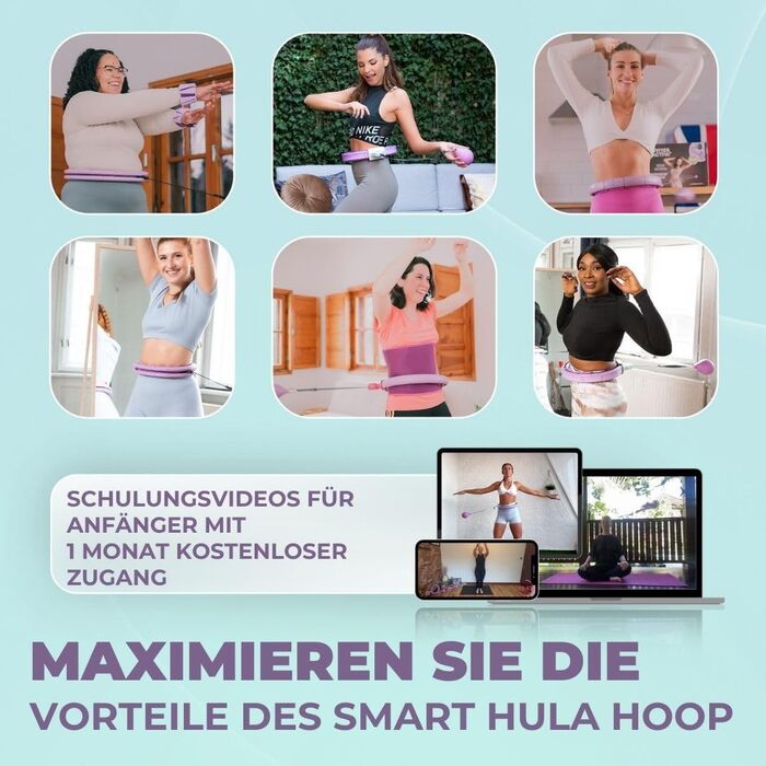 Розумний хула-хуп Swiss Activa+ S6+ з лічильником, лілово-синій, фітнес обруч із вантажем, що не падає