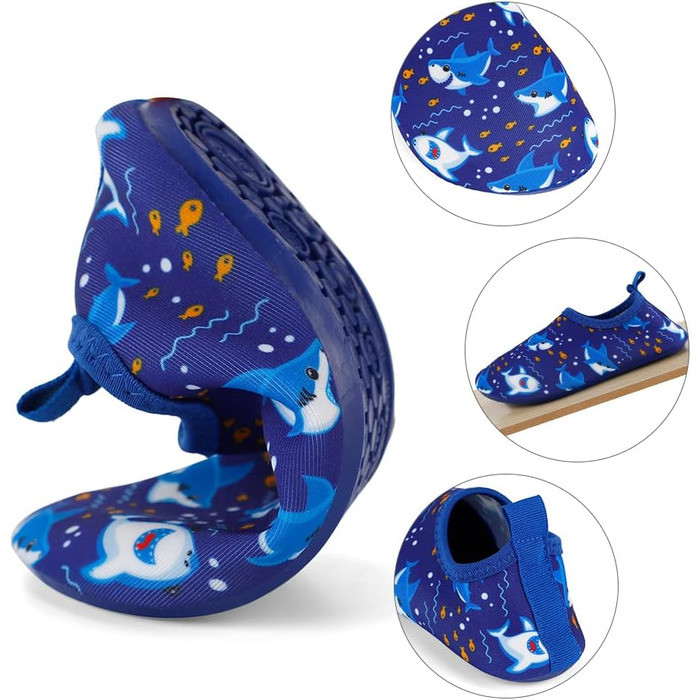 Дитячі шльопанці для плавання та басейну: антиковзкі, швидковисихаючі, для дівчаток та хлопчиків (21/22 EU, Navy Blue)