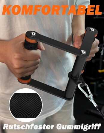 Ручка для тяги V-подібна Fitarc Double D для блочного тренажера, прогулька з протиковзаючим покриттям для залу та дому, помаранчева