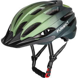 Велосипедний шолом FUNWICT для чоловіків і жінок, регульований MTB, знімний козирок, стильний шолом для шосейного та гірського велосипеда, 57-61 см, чорний матовий, темно-зелений