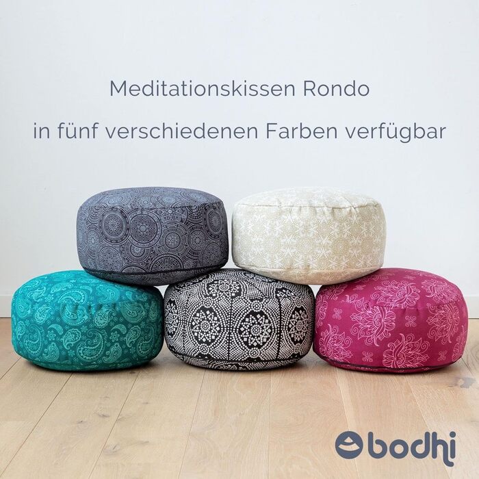 Медитаційна подушка Bodhi RONDO знімний чохол бавовна, наповнювач з органічної лузги полби, висота 14-20 см, ручка, Maharaja Lotus/berry