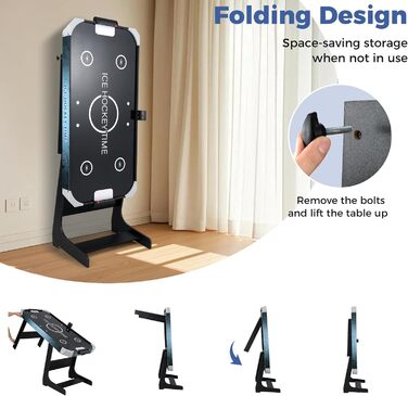 Стіл для хокею на повітрі HOMASIS, складаний, з LED-рахунком, електропривод, 2 шайби та 2 шайби, для дітей та дорослих