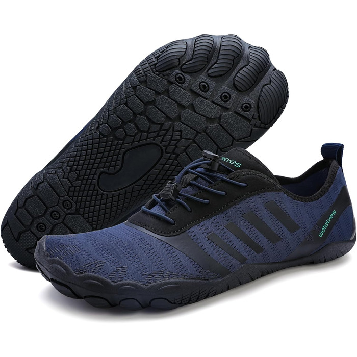 Взуття для плавання та фітнесу WateLves: аквашузи для жінок та чоловіків, підошва з неслизьким покриттям, широка передня частина (темно-синій, 39 EU)