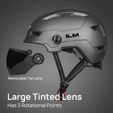 Велосипедний шолом ILM з візором і LED-світлом для міста та гір, унісекс, модель E3-10L
