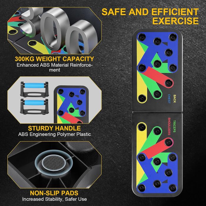 Флінтронік Тримачі для віджимань, дошка для віджимань, складані, портативні, багатофункціональні, фітнес-дошка для тренувань всього тіла, 13 в 1