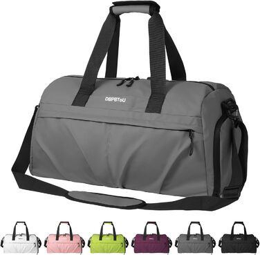 Спортивна сумка для жінок та чоловіків з жорстким матеріалом, дорожня сумка з відділенням для взуття, 2 вентиляційні отвори та відділення для мокрого одягу, водонепроникна сумка-вікендер, спортивна сумка/сума для плавання/сауни (Зелений) (Сірий)