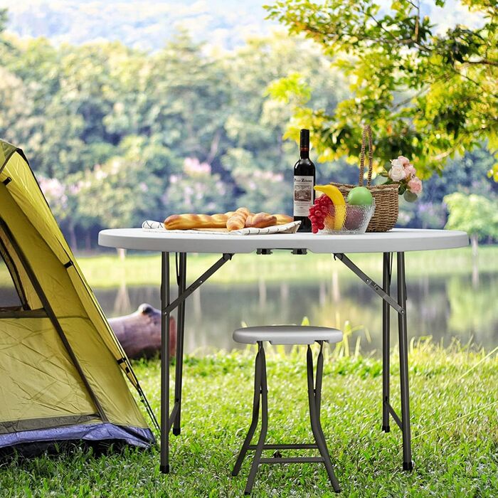 Складний квадратний стіл HollyHOME 87см: для кемпінгу, саду, балкону, кухні, BBQ, вечірок. Сірий.