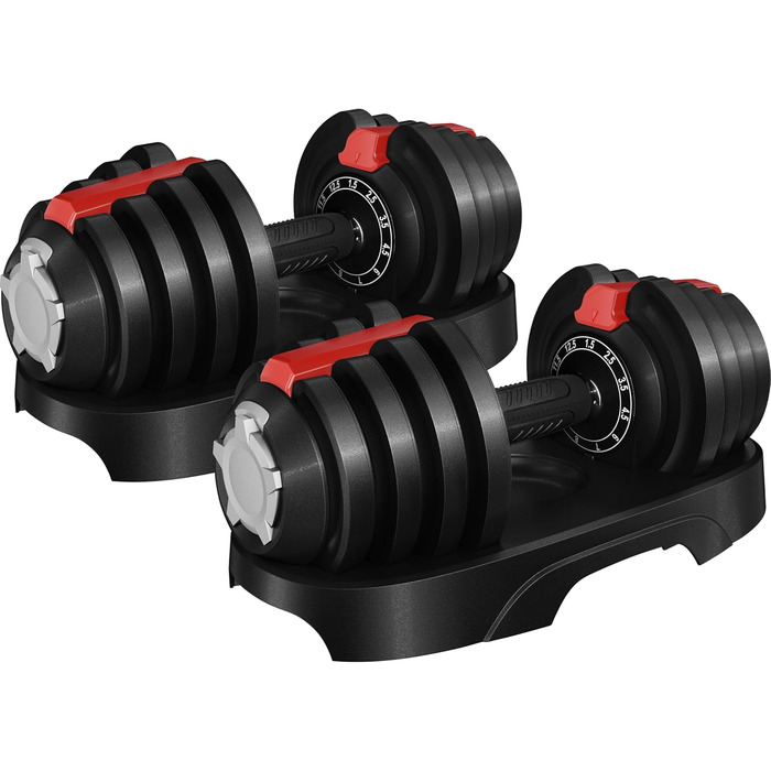 Регульовані гантелі Yaheetech 12/16-в-1, 1.5-18 кг / 3-24 кг / 2-40 кг, швидка зміна ваги, для дому та фітнес-залу