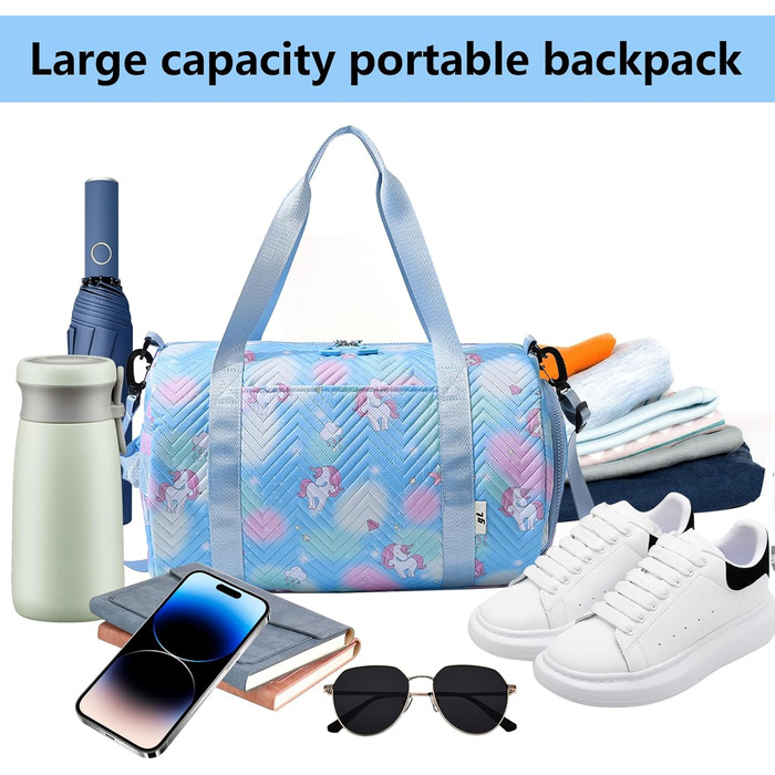 Спортивна сумка з єдинорогом, унісекс (блакитна)