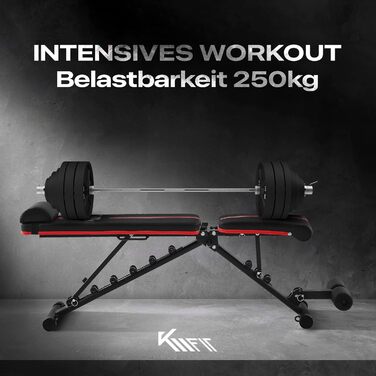 Складана універсальна лавка для фітнесу KM Fit з регульованою спинкою і сидінням, EVA поверхня, вантажопідйомність до 250 кг
