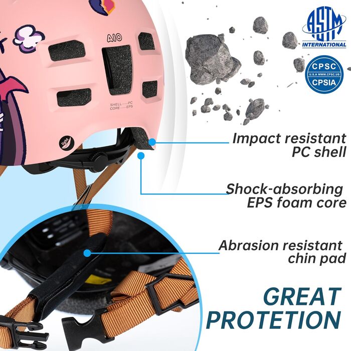 Захисний шолом Skaterhem для скейтборду, електросамокату, BMX (унісекс, регульований, M, рожевий)