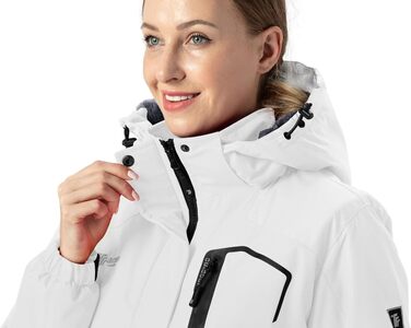 Жіноча зимова куртка YSENTO, водонепроникна, софтшел, флісова, функціональна з капюшоном, білий (XL)