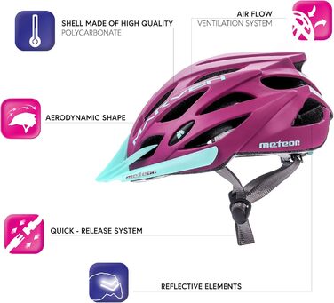 Велосипедний шолом meteor® Marven для чоловіків, жінок і дітей, MTB, BMX, скейтборд, ролики, самокат, розмір L (58-61 см), колір баклажан