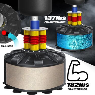 Набір для боксу KESSER® з боксерськими рукавичками, скакалкою, боксерським мішком та підлогою для тренувань. Чорний.