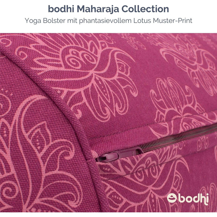 Йога-валик Bodhi Maharaja 23 см, знімний чохол, 100% бавовна, наповнювач з органічної полби, для йоги Ресторативної та Yin, колір Lotus/Berry