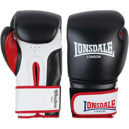 Боксерські рукавички Lonsdale WINSTONE шкіряні, чорні/білі/червоні, 14 унцій