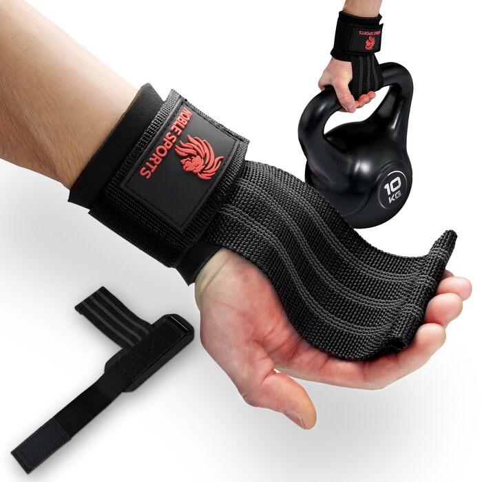 Лямки для тяги Zughilfen для силових тренувань, м'які Lifting Straps зі сталевим сердечником для станової тяги, пауерліфтингу та бодібілдингу, чорні