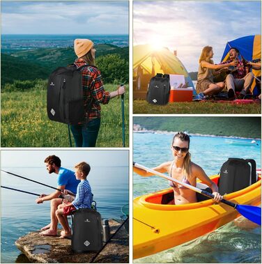 Водонепроникний рюкзак Dry Bag 20L, IPX8, з чохлом для телефону, для плавання, каякінгу, кемпінгу, туризму, чорний