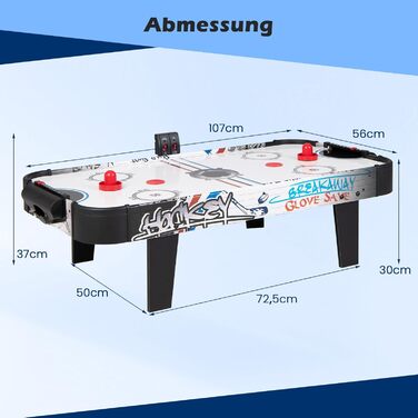 COSTWAY Аерохокейний стіл 42 дюйми з електронним LED-табло, 2 шайби, 2 ручки, 2 цілі, 106,5 x 53,5 x 30,5 см