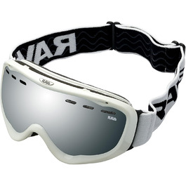 Гірськолижна маска RAVS White Alpin для сноуборду, сумісна з шоломом, дзеркальна срібна лінза