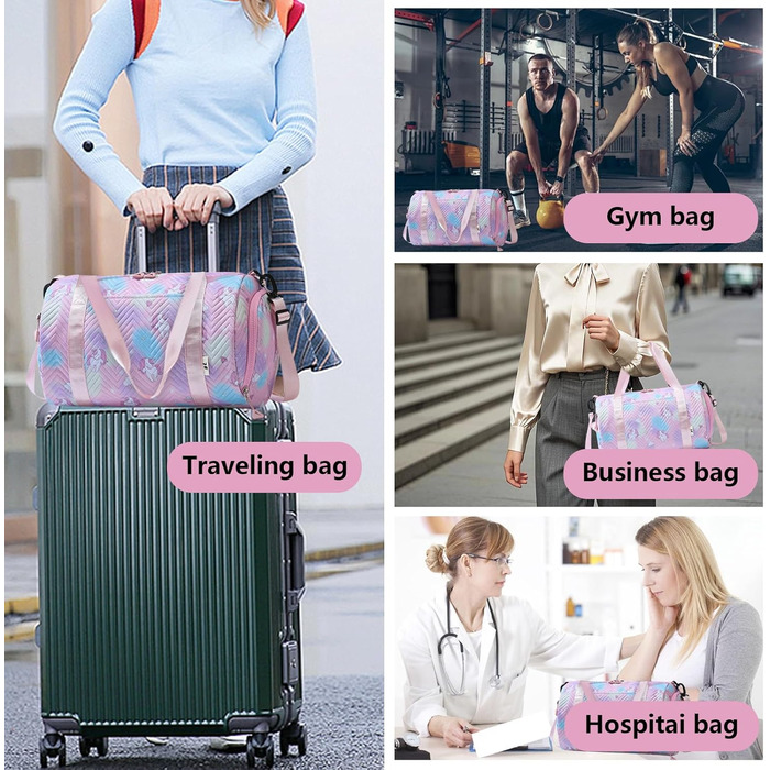 Спортивна сумка з єдинорогом, рожева - для тренувань та спорту (унісекс)