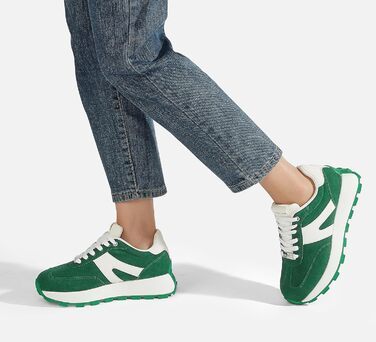 Кросівки жіночі Lucky Step на платформі, ретро стиль – для бігу, тенісу та повсякденного носіння (Зелено-білі, 37 EU)