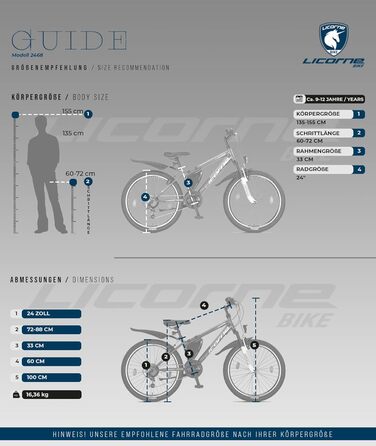 Гірський велосипед Licorne Bike Guide Premium 24 дюйми, 21 швидкість, для дівчат, хлопців, чоловіків та жінок, антрацит
